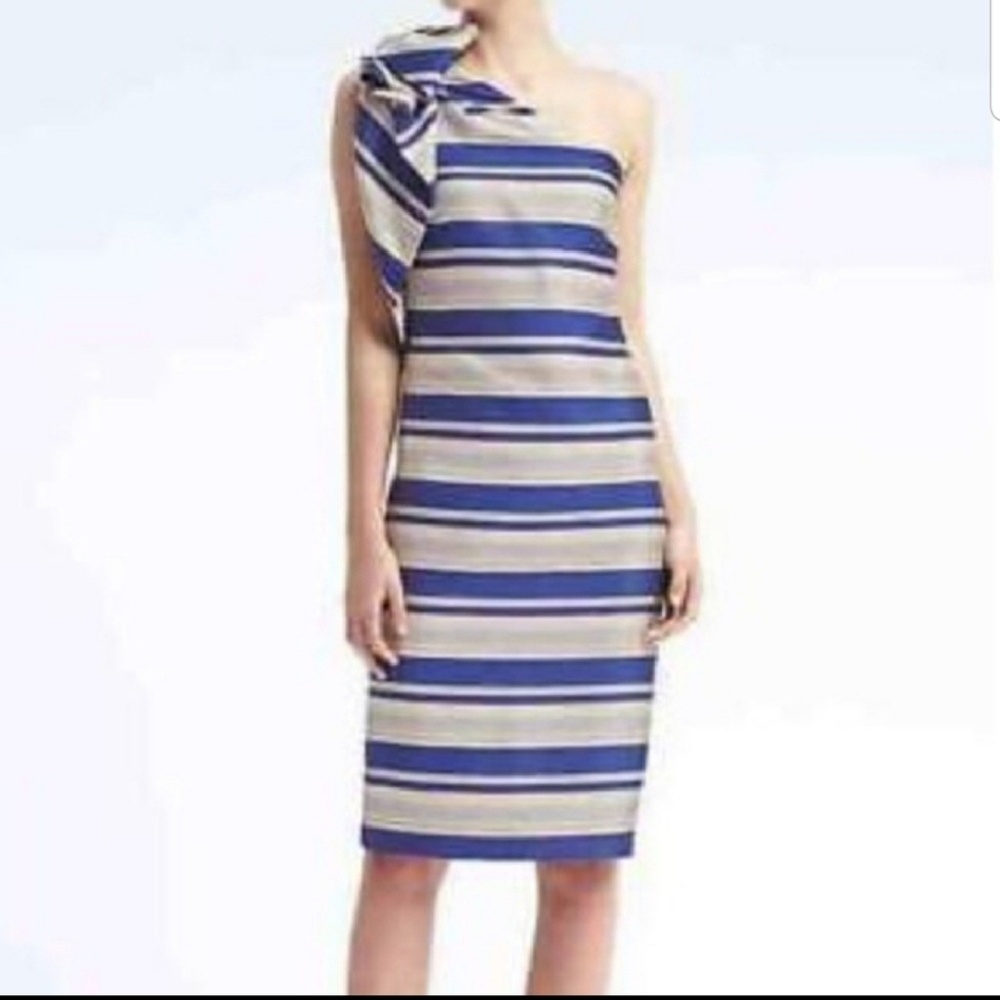 Banana Republic one shoulder bow dress
